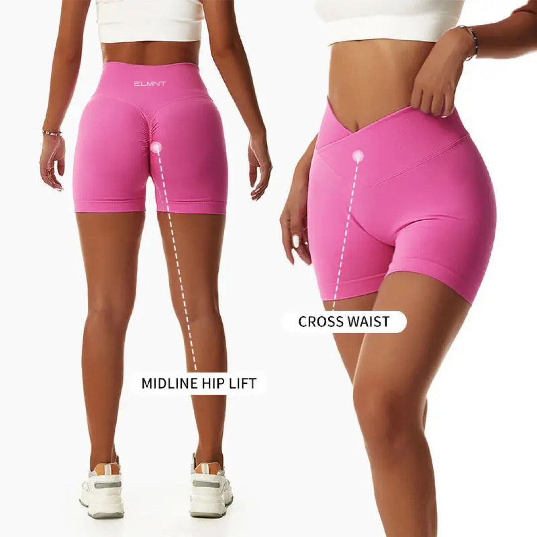 V Cut Booty Scrunch Shorts -  Bubble Gum Pink