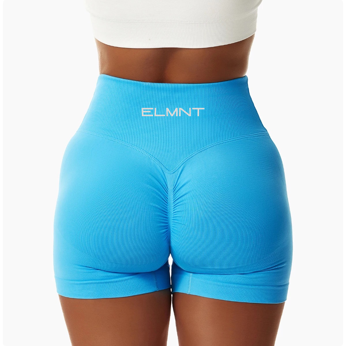 V Cut Booty Scrunch Shorts - Ocean Blue